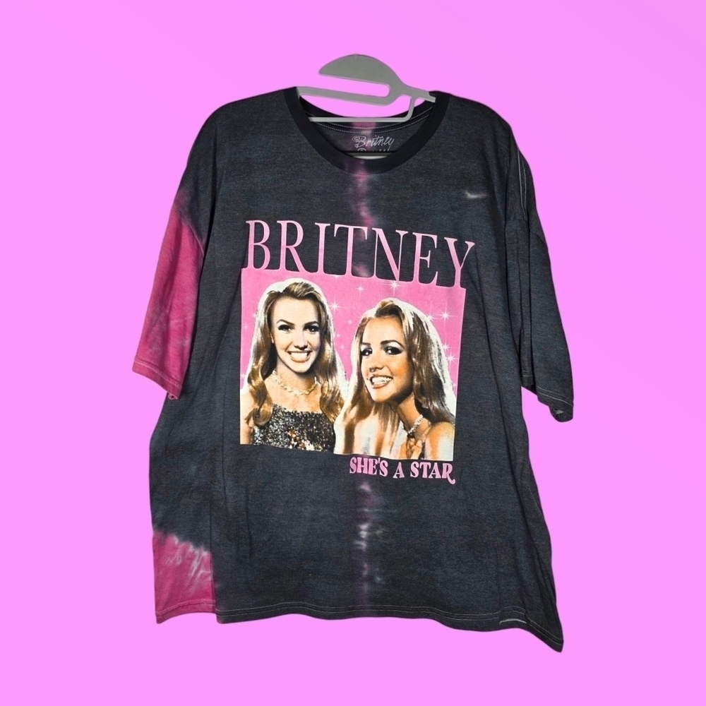 Britney Spears "She's A Star" Gray & Pink Tie Dye T-Shirt Size XL